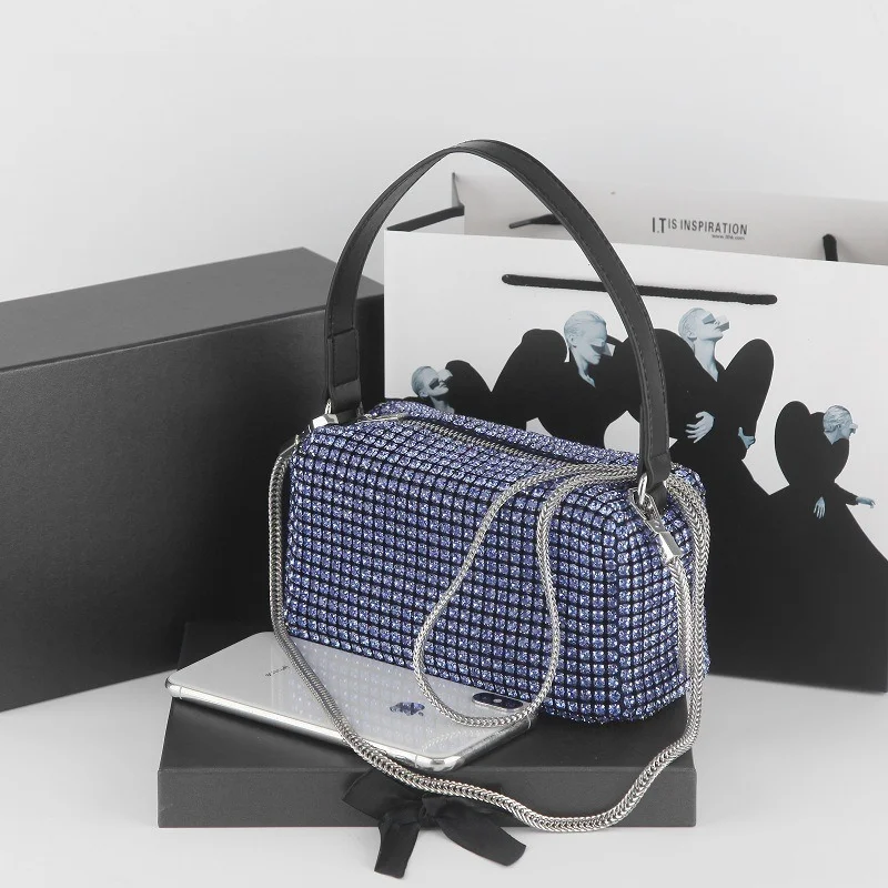 

Алмазная Сумочка для женщин, модные блестящие маленькие квадратные вечерние сумки на ремне Стразы