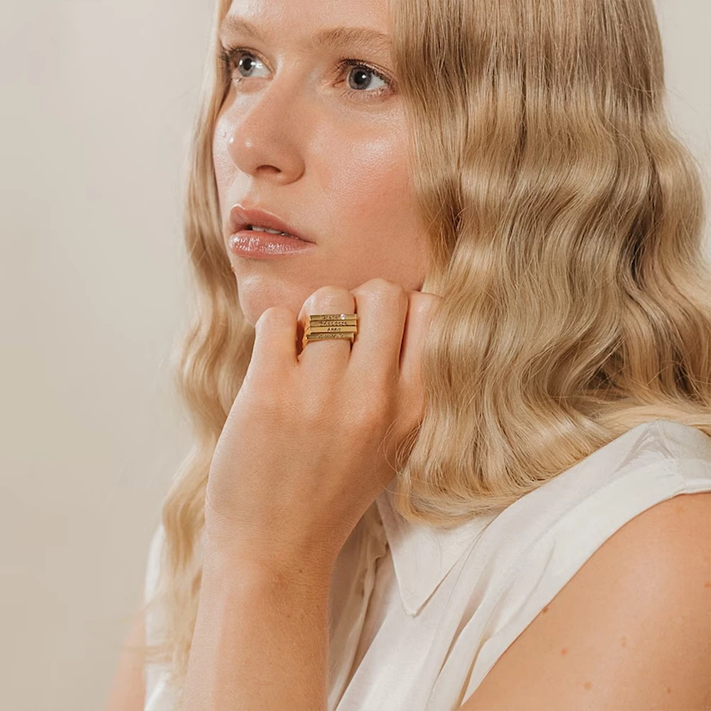 Stainless Steel Custom Name Women's Ring U-Shaped Fashion Korean Ring Personality Custom Name Women's Accessories Free Shipping