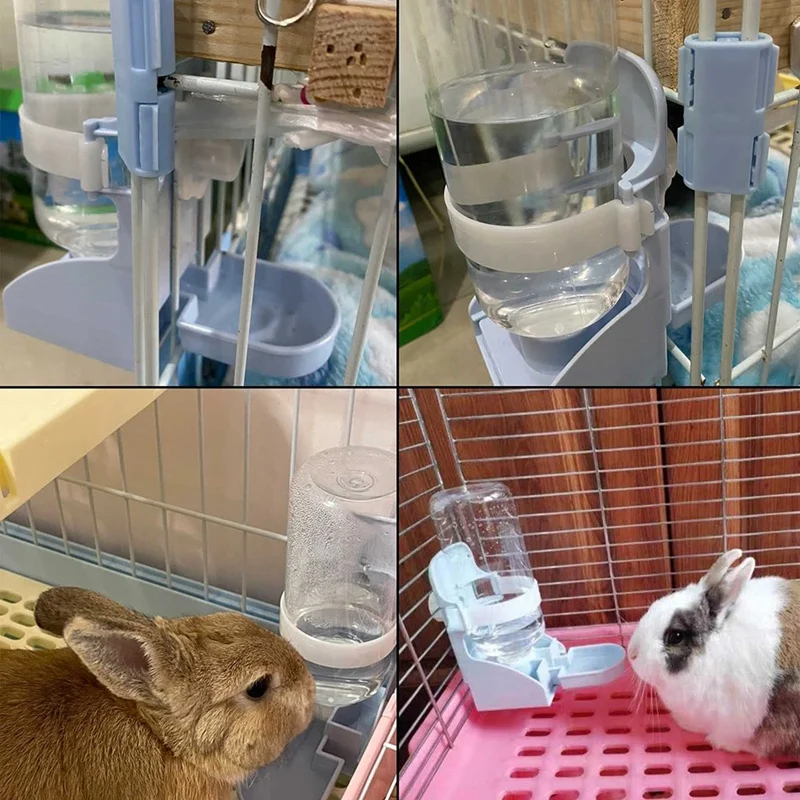 

2 шт. миска для кроличьего корма и бутылка для воды, подвесное маленькое блюдо для животных, пластиковая кормушка в клетку (белая)