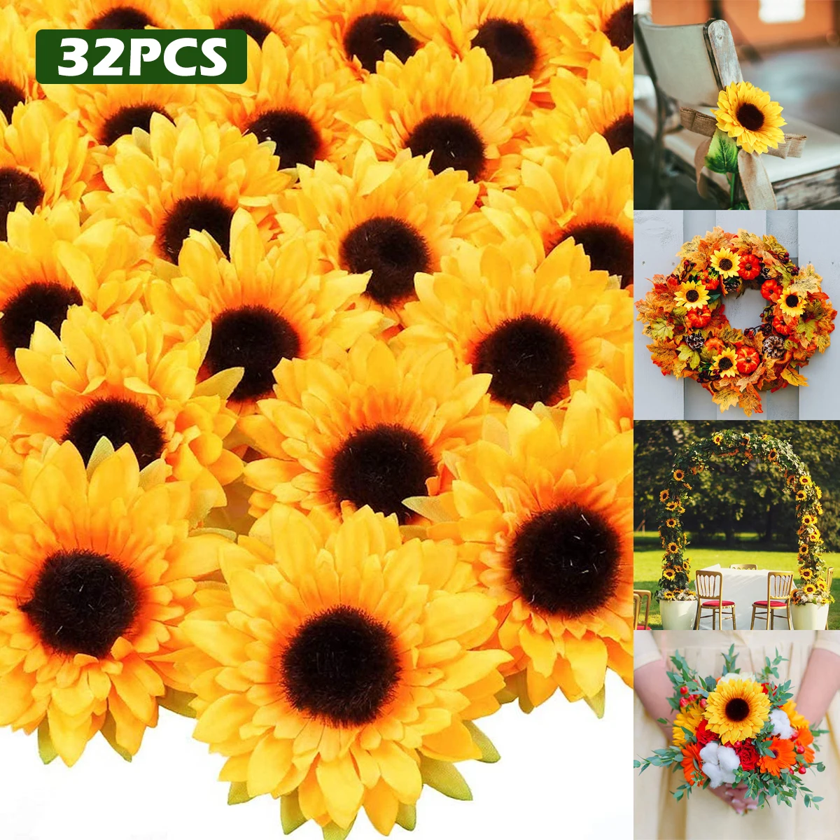 

32 шт., искусственные Подсолнухи, 3,5 дюйма