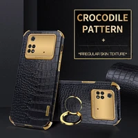 leather magnetic case for xiaomi mi poco x4 m4 pro x2 x3 nfc f3 f2 pro m3 m2 pro f3 x3 gt bracket ring crocodile silicone cover