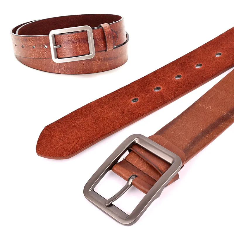 Pin Buckle Men's Belts PU Leather Alloy Business Waistband Casual Jeans Belt For Male Simple Designer