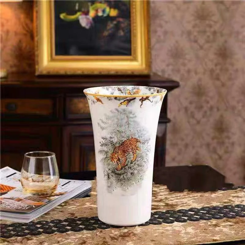

Nordic Design Bone China Vase High Quality On-Glaze Ceramic Office Home Decoration Vase Dry Flower Accessories Modern