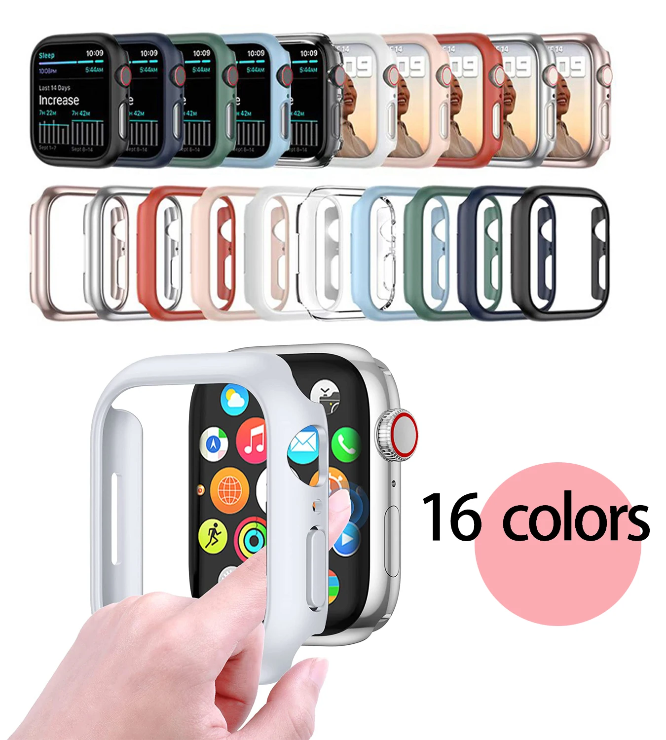 Жесткий чехол из поликарбоната для Apple Watch серии 45 мм 41 44 40 42 38 защитный бампер