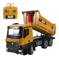 huina 114 1582 rtr metal rc dumper truck 2 4g remote control tipper car battery outdoor toys for children gift th18061 smt6