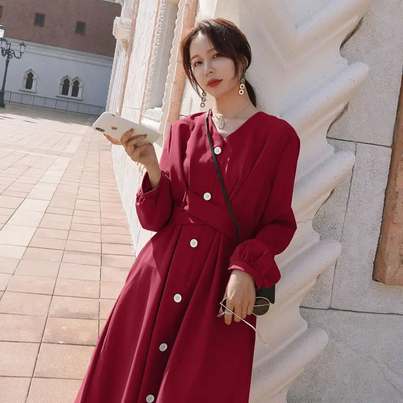 Женское винтажное платье-миди с длинным рукавом трапециевидной формы - купить по