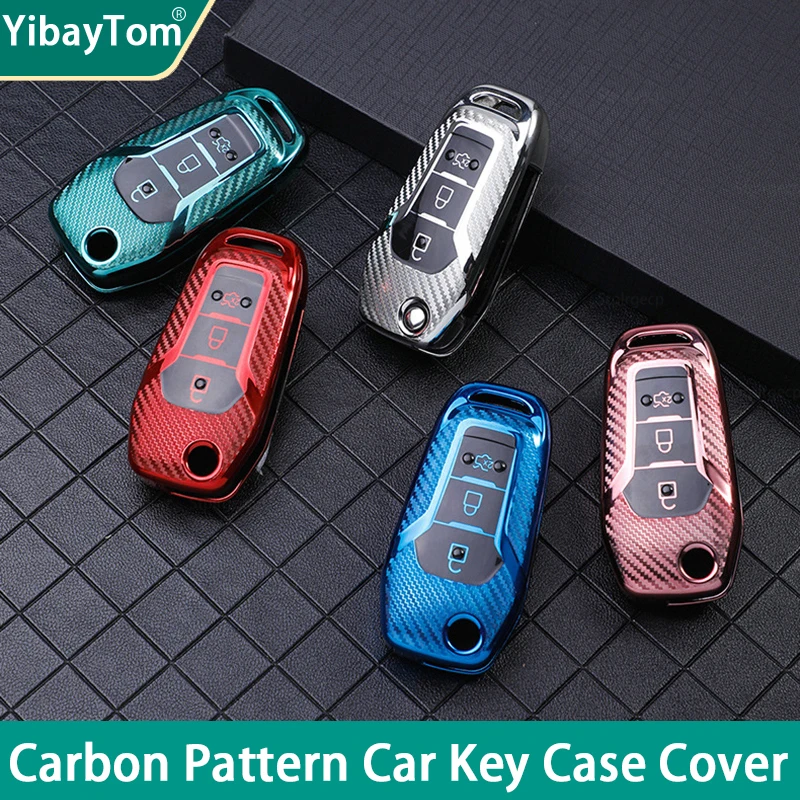 

TPU Carbon Pattern Car Key Case Cover for Ford Fusion Fiesta Escort Mondeo Everest Ranger 2019 S Max Kuga 2 Focus MK3 Ecosport