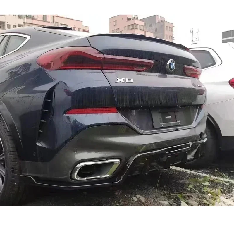 Фото Для BMW X6 G06 2019+ Карбоновый задний диффузор-сплиттер для бампера, спойлер, улучшенные автомобильные аксессуары, комплект обвеса №4