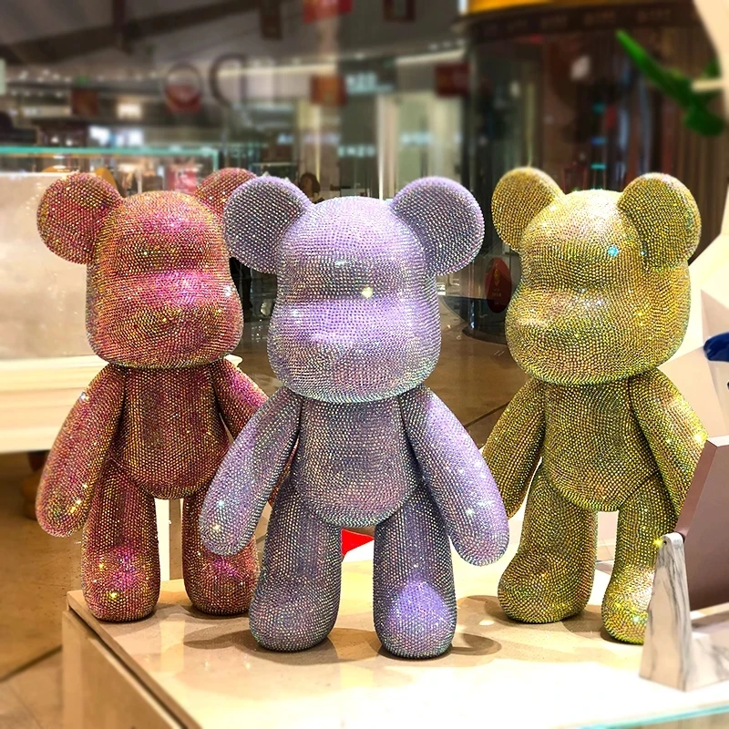 

Handmade Diamond Crystal Bear DIY Violent Bear Doll Mosaic Embroidery Rhinestone Full Drill Christmas Gift for Kids Home Decor