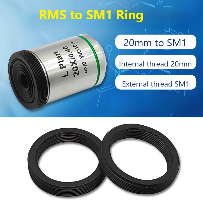 Фото Переходное кольцо RMS на SM1, внутренняя резьба 20,32x0,706, оптический аксессуар для микроскопа №2
