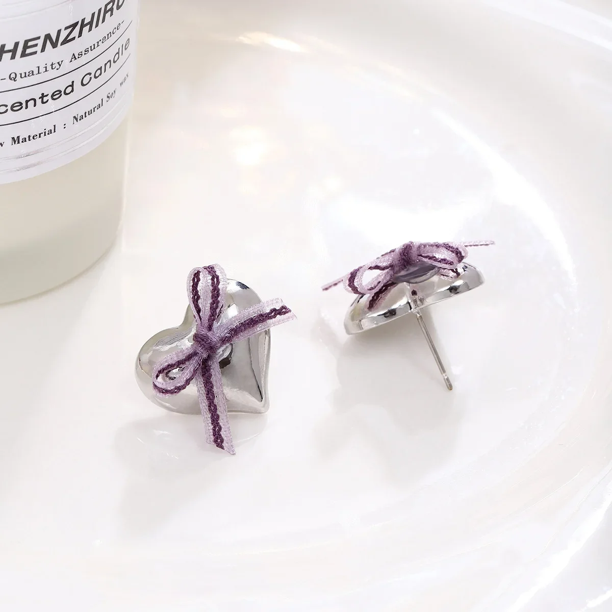 DesignNiche летние милые серьги с шелковой лентой легкие роскошные в форме сердца