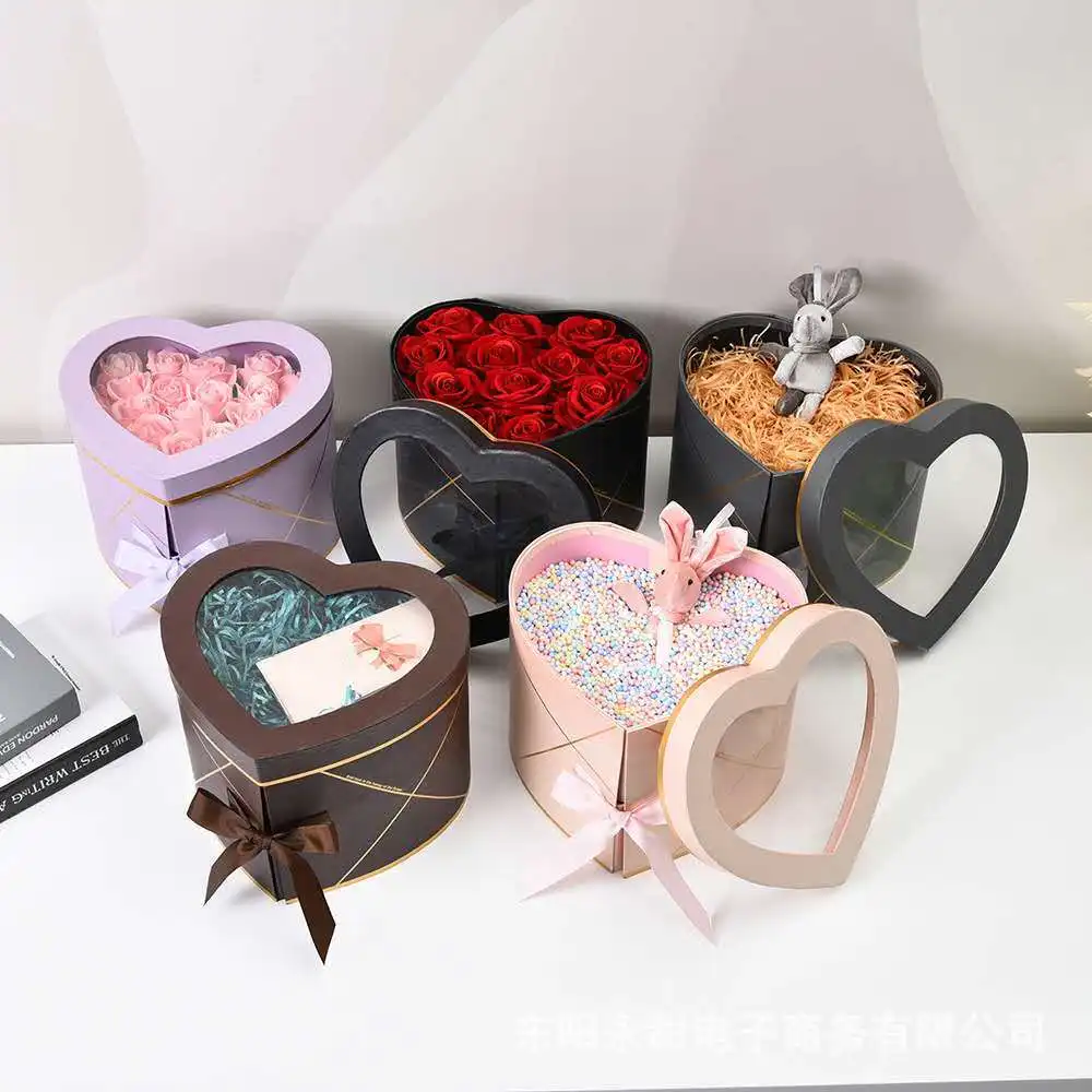

Коробка для подарков в виде сердца с крышкой, коробка для подарков с окошком, роскошный подарок на день Святого Валентина, годовщину