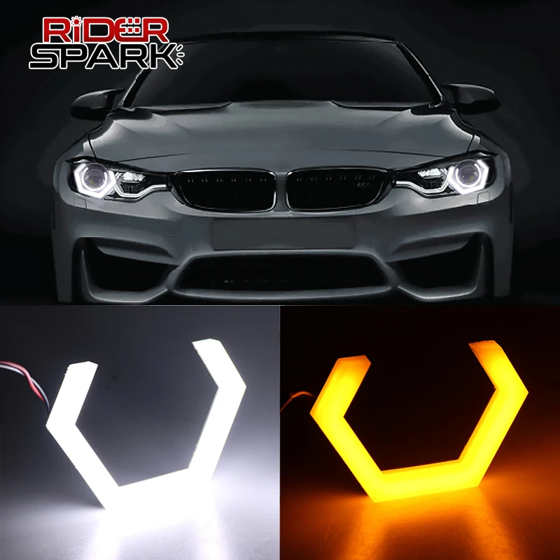 

Universal LED Headlight Angel Eyes Bulb Hex Halo Ring Car Lamps White DRL Yellow Turning Signal Lights 12V Auto Styling Retrofit