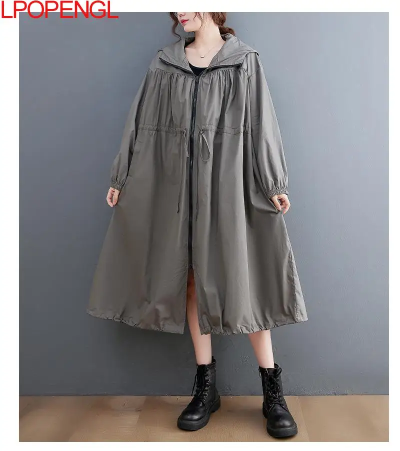 Ветровка Женский тренчкот Новинка Осень 2022 черное повседневное модное пальто