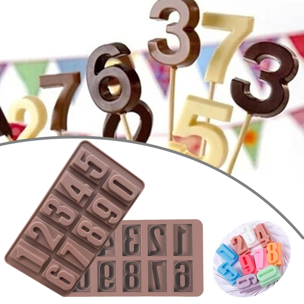

Силиконовые цифры, форма для шоколада, печенье, холодная 3D цифровая форма, помадка, торт, конфеты, кондитерские изделия, «сделай сам», кухонн...