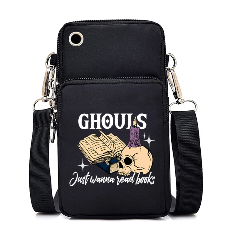 Мини-сумка для мобильного телефона женская сумка-мессенджер с черепом и кошками