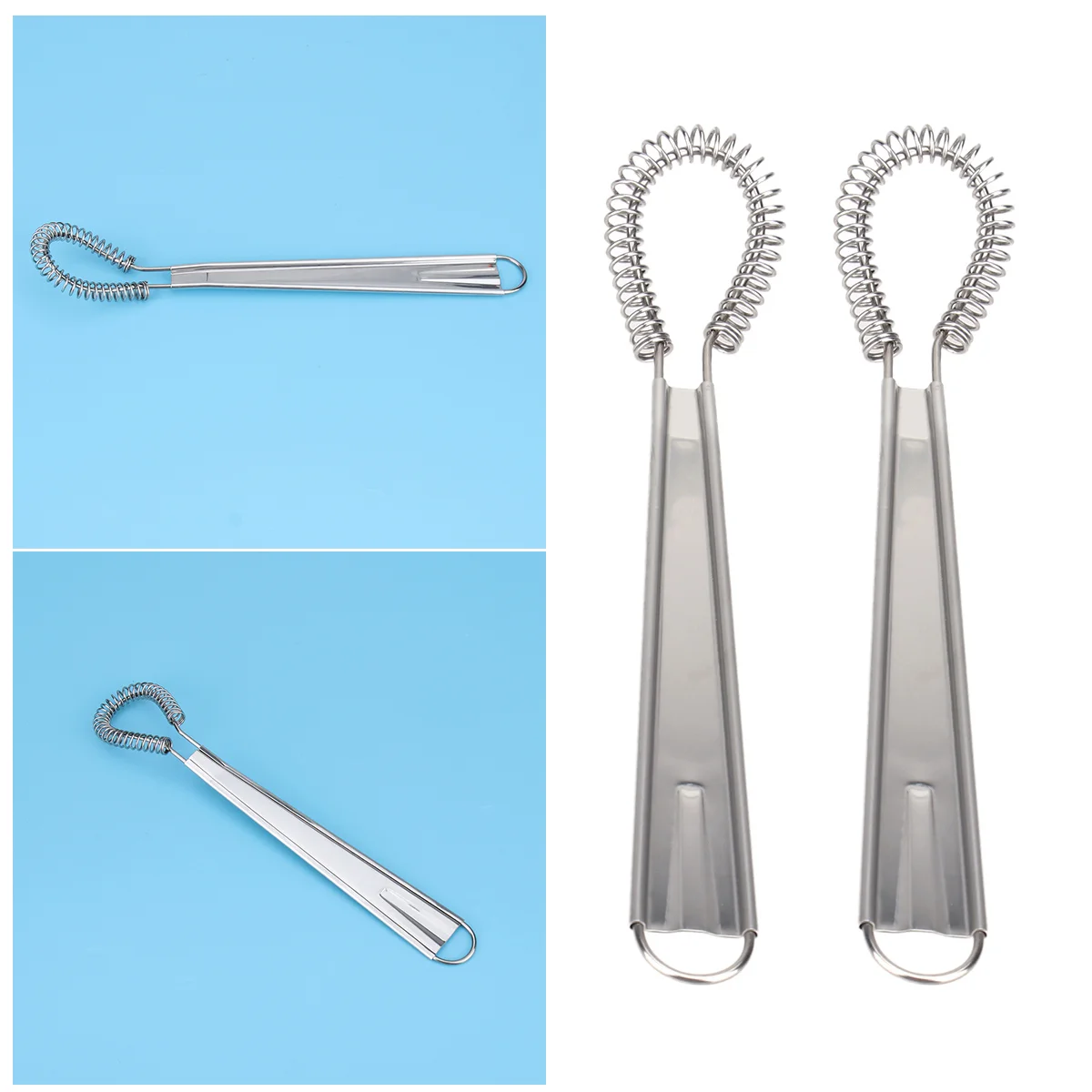 

2 Pcs Spring Egg Beater Semi Automatic Whisk Kitchen Hand Mixer Stainless Steel Whisk Handheld Mixer