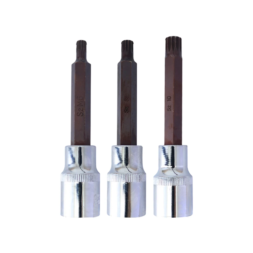 

3 Pcs Electric Wrehch Socket Adapter Screwdriver Bit 100mm M6-M10 12.7mm Driver Head 12 Point For Carpentry Woodworking Tools