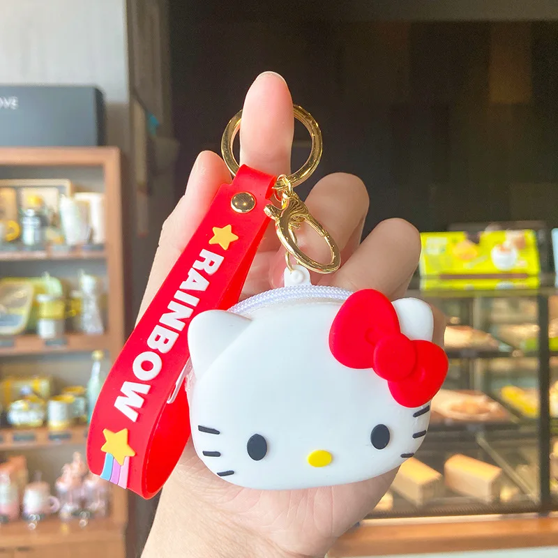 Sanrio брелок для ключей с мультяшным рисунком hello kitty силиконовый кошелек монет