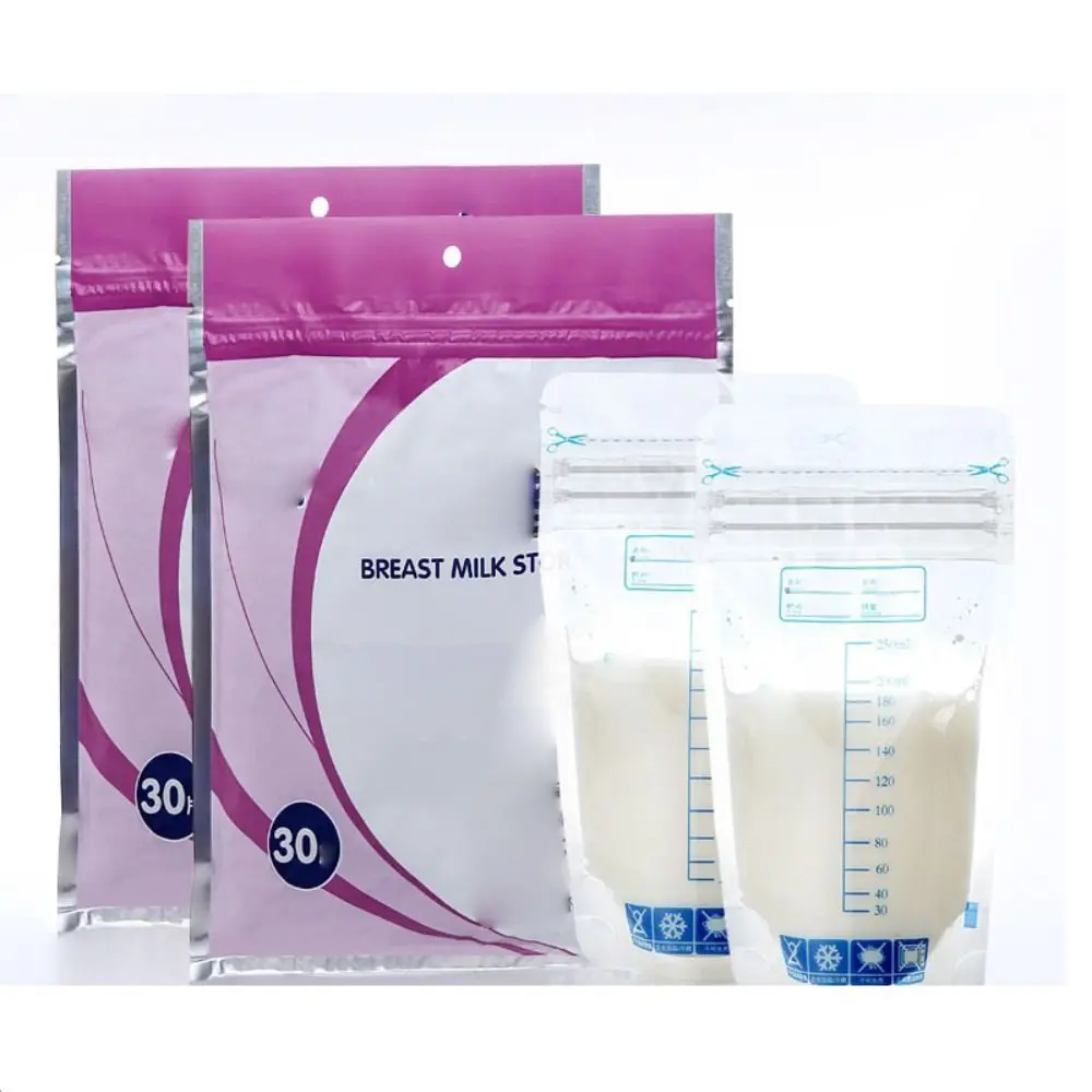 

30 Pcs Transparent Breast Milk Storage Bag LDPE+PET Markeable Breast Milk Bag 250ML Refrigeratable Milk Storage Bag