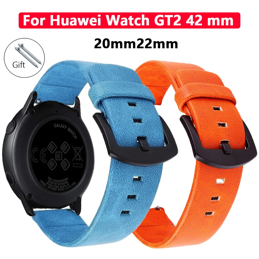 

Ремешок кожаный для Huawei Watch GT2 42 46 мм, быстросъемный браслет в стиле ретро для часов GT3 42 мм 46 мм Watch GT Active 20 22 мм