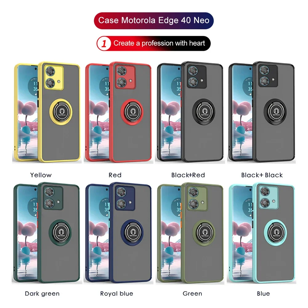 Чехол для Motorola Edge 40 Neo автомобильный магнитный держатель матовый ударопрочный