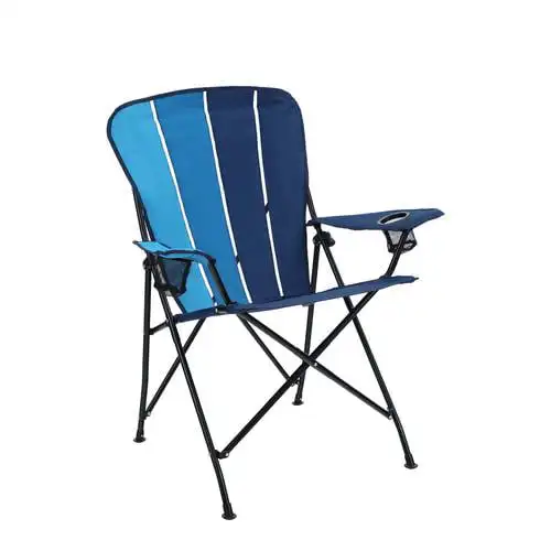 

Camping Folding Lawn Chair with Cup Holder, Heavy Duty Steel Frame Support up to 350Lbs, Blue