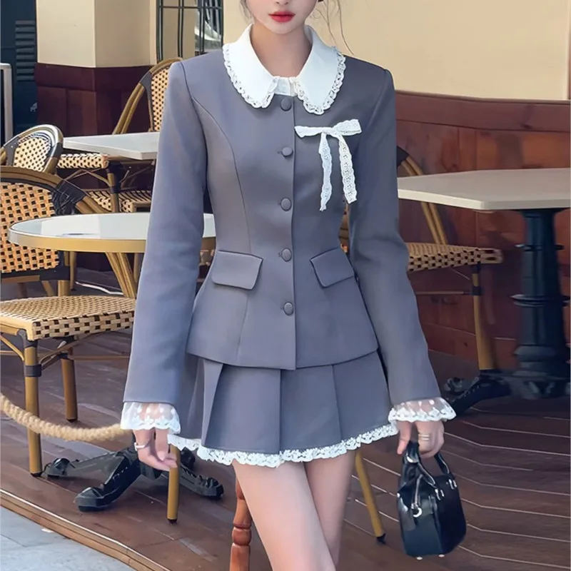 Элегантный комплект из двух предметов с юбкой Женский однобортный пиджак