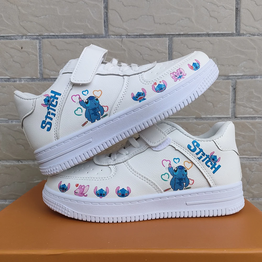 Stitch Disney Children Sneakers Cartoon Girl Student Soft Casual Shoes Sports Shoes Student Running Shoes Size