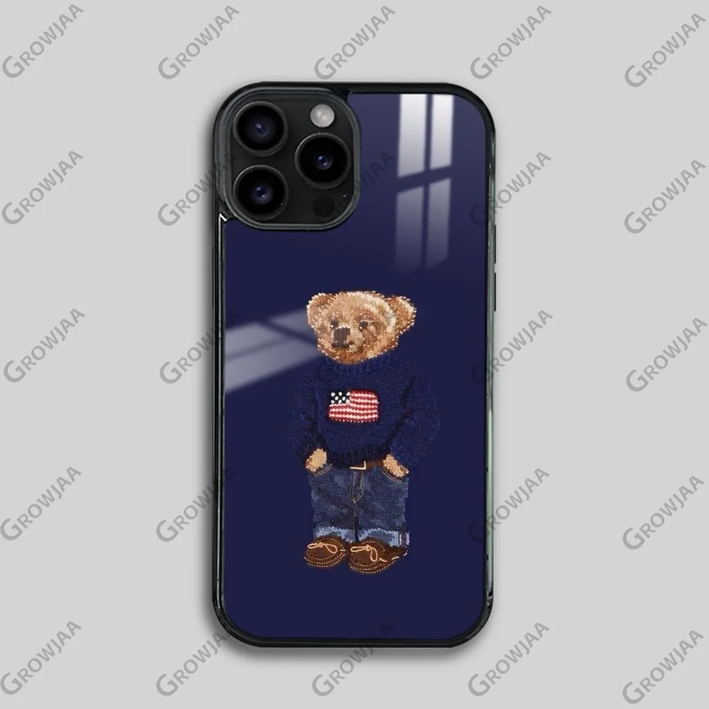 P-PoloES Bear Fashion Luxury Phone Case For IPhone 16 15 14 13 12 11 Pro Max Plus Mini Magsafe Mirror Wireless Magnetic Cover