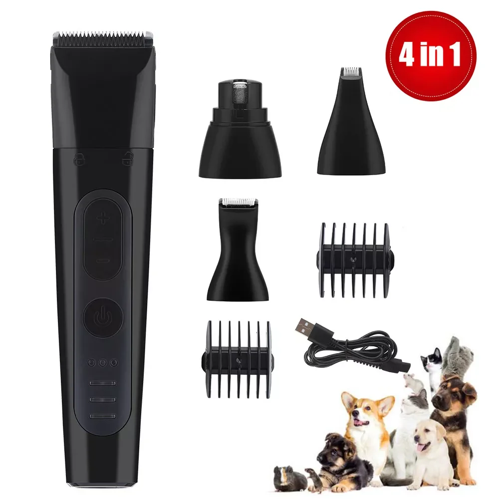 

4 In 1 Dog Nail Grinder Hair Clipper Dog Grooming Clippers Low-Noise Cutter For Trimming Pet Nail/Paw/Hair Trimmer Kit