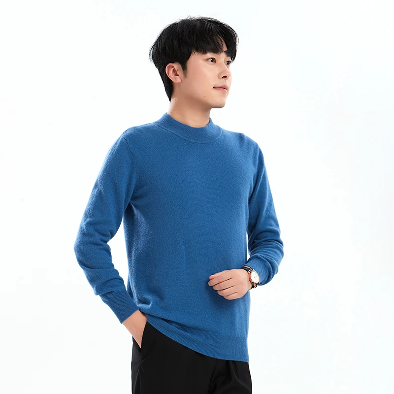 Мужской трикотажный пуловер средней плотности с длинным рукавом