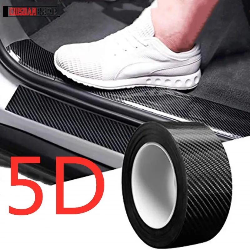 Автомобильные наклейки 5d из углеродного волокна пленка на порог бампер блеск для