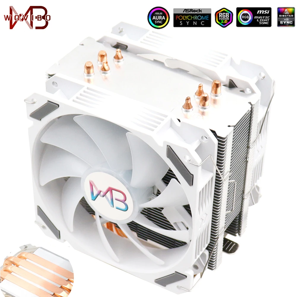 Ventilador de Refrigeração do Ventilador do Refrigerador da Cpu 120 mm Rgb Argb Ventilateur para Intel Lga 1151 1155 1200 1366 2011 X79 X99 Am3 Am4 Radiador Ventiladores e resfriadores