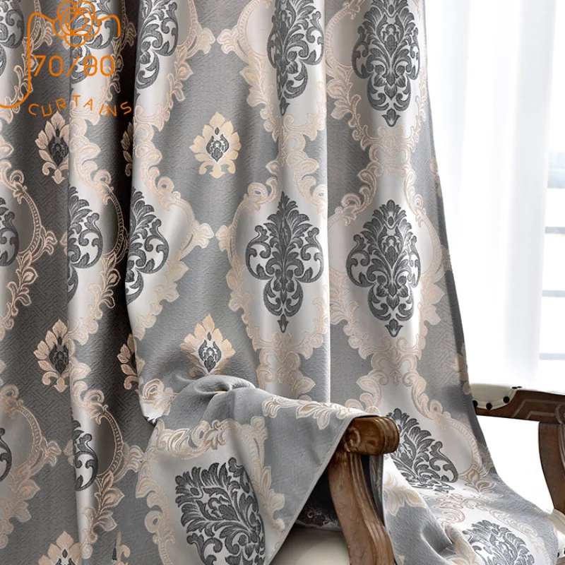New Modern Simple Jacquard Luxury High Popularity Window Curtain Room Decor Curtains for Living Dining Room Bedroom