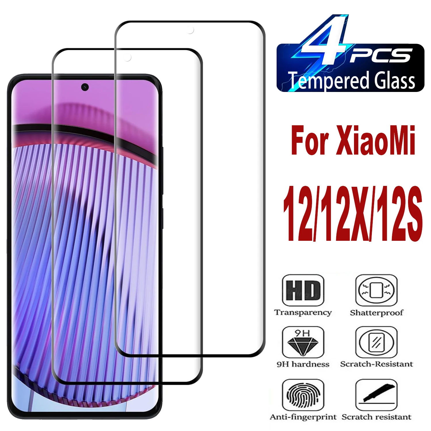 

2/4Pcs Tempered Glass For Xiaomi 12 Xiaomi 12S 12X 3D Curved Ultrasonic Fingerprint Screen Protector Glass