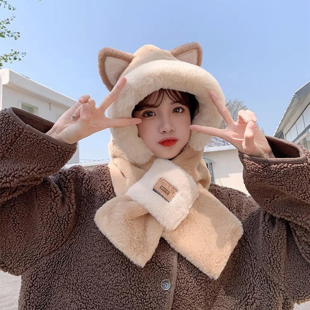 1 шт. милый маленький медвежонок шарф теплая шапка женская зимняя студенческая