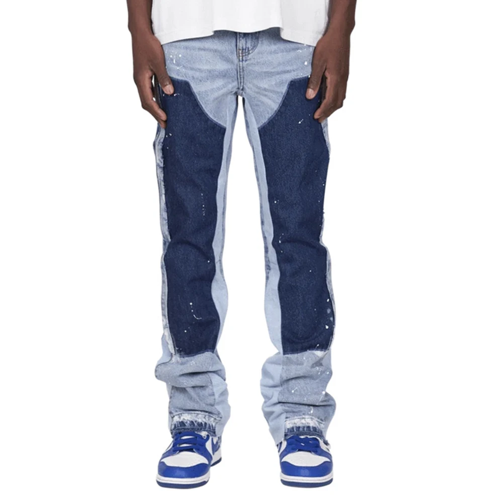 

Men Pants Jeans Denim Paiter Graffiti Color Contrast Oversize Retro Hip Hop Vintage Trousers Streetwear High Street