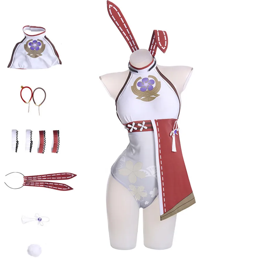 

Аниме игра Yae Miko Genshin ударопрочный Косплей Костюм Grand Narukami высота ведьмы парик облегающие Комбинезоны Женский сексуальный женский купальник