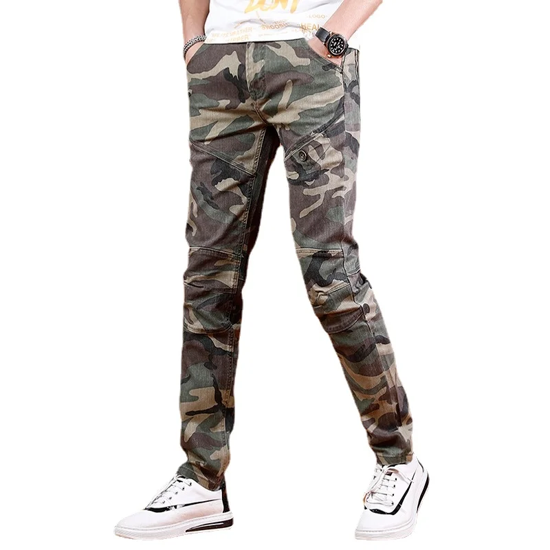 Camouflage Jeans Men Summer Straight Leg Pants 2022 New Streetwear Casual Army Green Denim Trousers