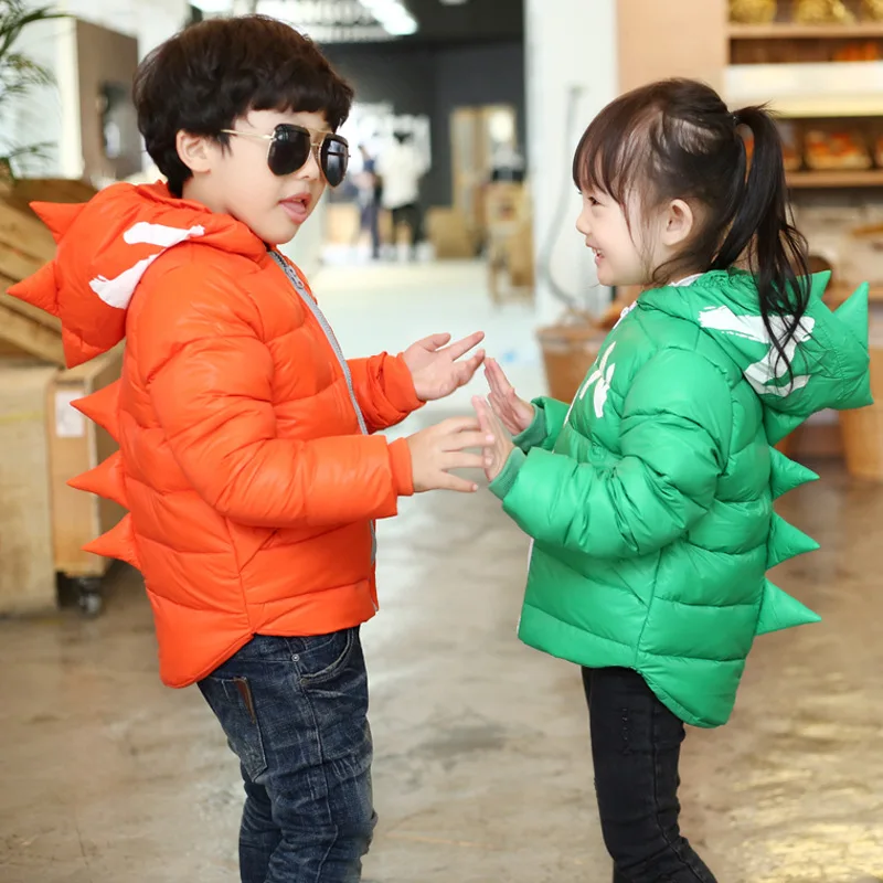 

2022 Autumn Winter Children Boys Down Jacket Cartoon Dinosaur Girl Winter Coat 1-3 Years Kids Outerwear Baby Boys/Girls Snowwear