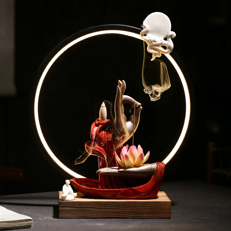 

Electric Incense Burner Backflow Smoke Zen Garden Lotus Candle Holder Candles for Decoration Quemador Incienso Home Decoration