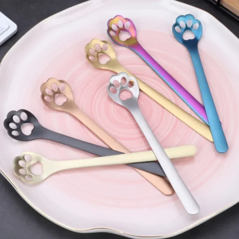 Кофейная ложка с кошачьим когтем нержавеющая сталь 304 милая десертная полая для