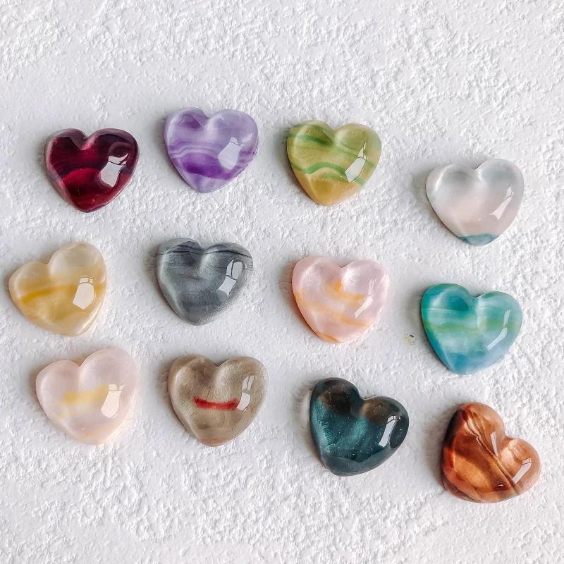 Resin Plastic Flat Back Heart Shape Clear Spacer Pendant Earring Charms Accessories Jewelry Component Diy Handmade 10pcs - купить по