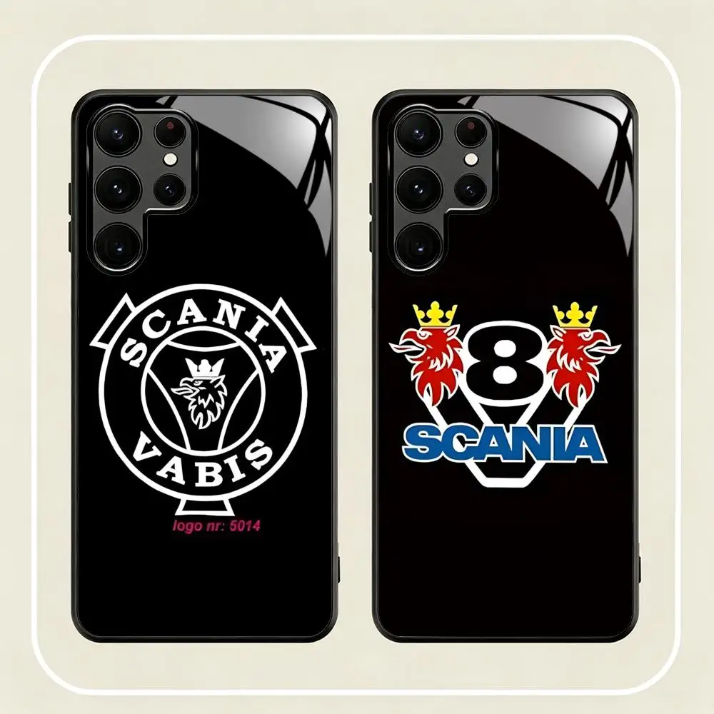 Фото Элитный чехол для телефона Scania V8 для Samsung S26 S25 S24 S23 S22 S21 S20 Plus Ultra Note20, стеклянный магнитный чехол №3