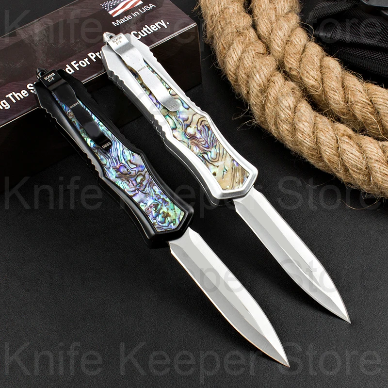 

2023 Micro Knife Mtech Goddess Series Knife 440C Blade Zinc Alloy Inlaid Abalone Shell Handle Outdoor Self Defense Pocket Knife
