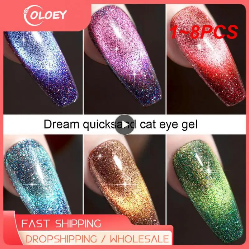 

1~8PCS iridescent Nail Powder Glitter Sliver Series Nail Sequins Pigments Nail Art Flakes Decoration Polish Tools
