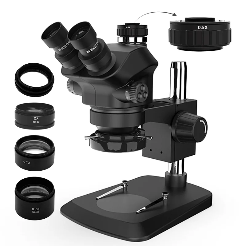 

Kailiwei 7-50X 100X 7050 Industrial Optical Lab Zoom Trinocular Stereo Microscope Simul-Focal PCB Repair Rework Welding