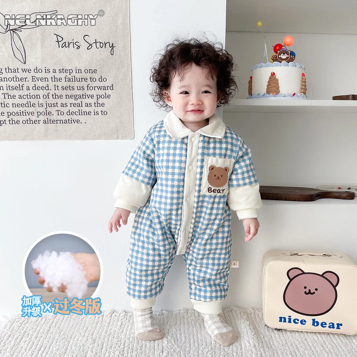 

Newborn Kids Baby Winter Onesie Added Fleece Lining - Cozy Infant Jumpsuit Outings, Perfect for Crawling Special Occasions