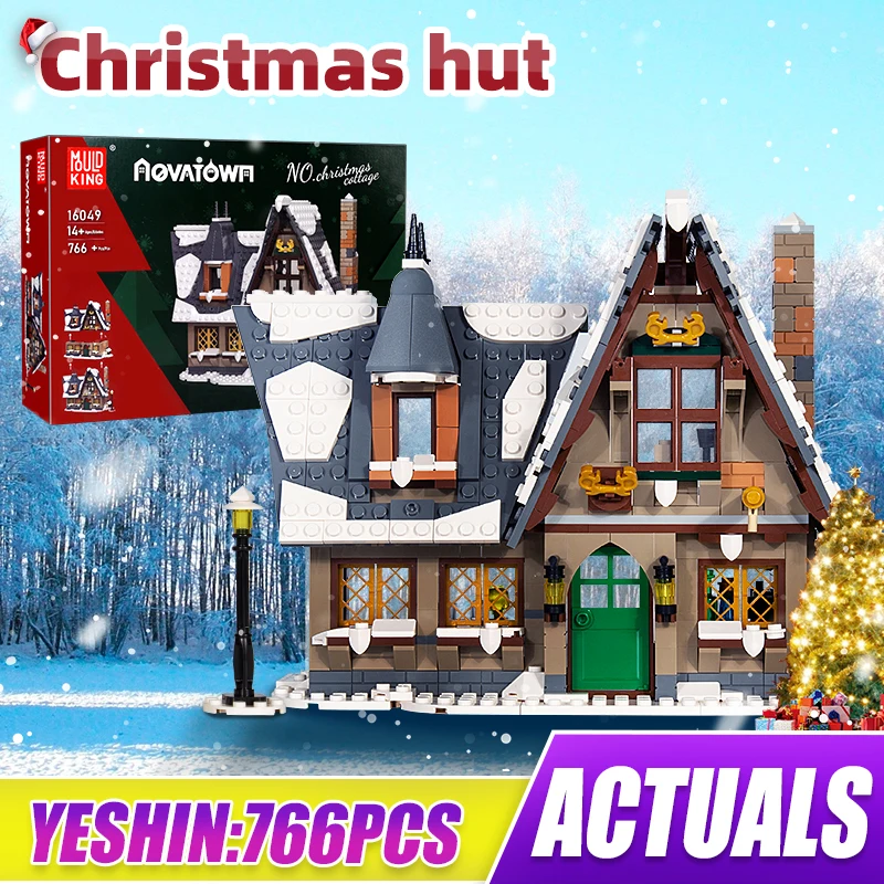 

Рождественский домик Mould King 16049 MOC, строительные блоки, игрушки, Санта-Клаус, зимний дом, сборная игрушка для детей, рождественские подарки